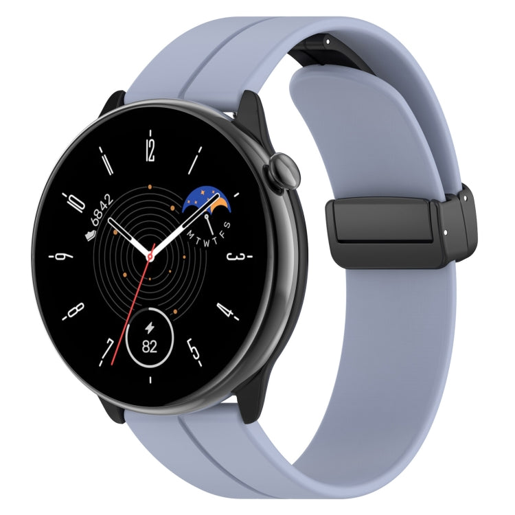 For Amazfit GTR Mini Magnetic Fold Clasp Black Buckle Silicone Watch Band(Light Blue) -  by PMC TechLife | Online Shopping South Africa | PMC TechLife