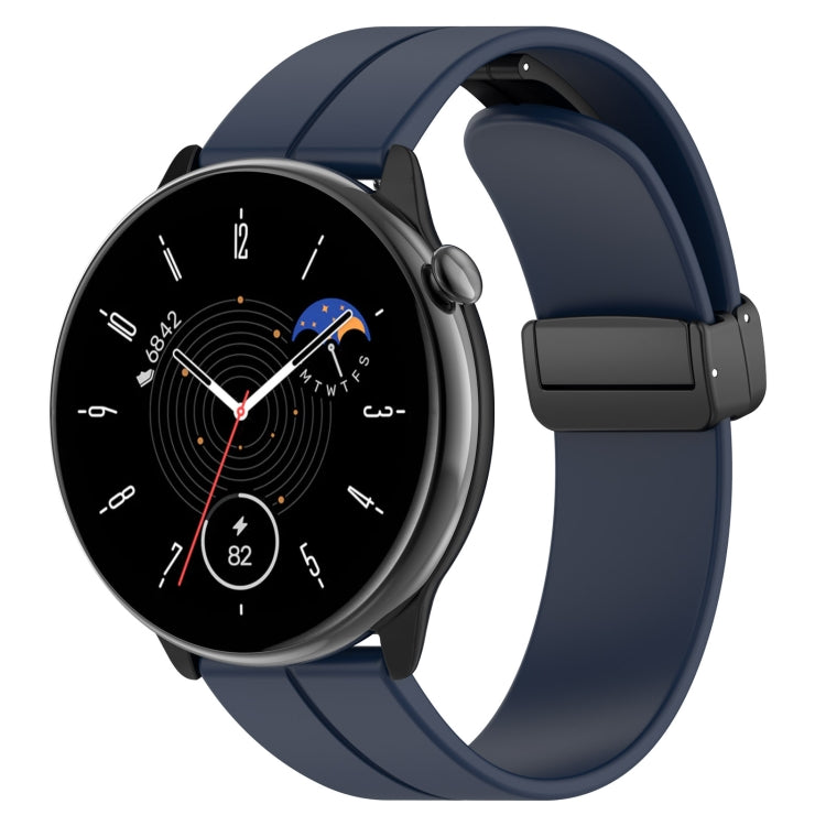 For Amazfit GTR Mini Magnetic Fold Clasp Black Buckle Silicone Watch Band(Midnight Blue) -  by PMC TechLife | Online Shopping South Africa | PMC TechLife