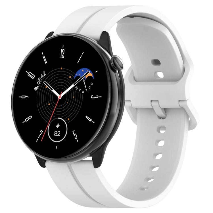 For Amazfit GTR Mini 20mm Flat Head Groove Reverse Buckle Silicone Watch Band(White) -  by PMC TechLife | Online Shopping South Africa | PMC TechLife