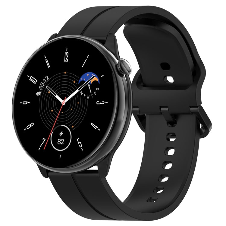For Amazfit GTR Mini 20mm Flat Head Groove Reverse Buckle Silicone Watch Band(Black) -  by PMC TechLife | Online Shopping South Africa | PMC TechLife