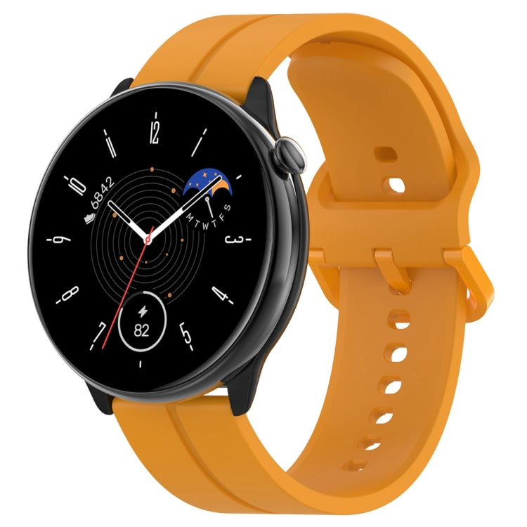 For Amazfit GTR Mini 20mm Flat Head Groove Reverse Buckle Silicone Watch Band(Yellow) -  by PMC TechLife | Online Shopping South Africa | PMC TechLife