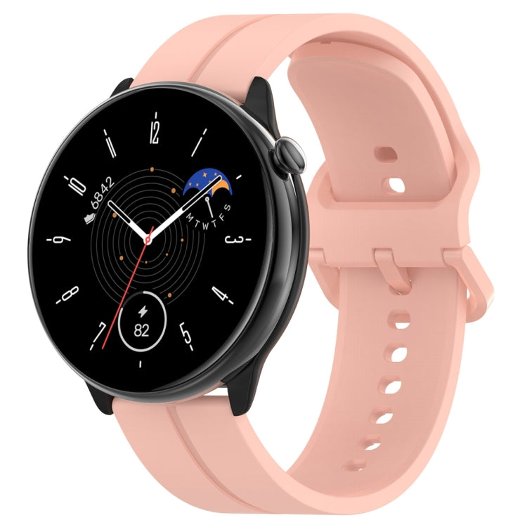 For Amazfit GTR Mini 20mm Flat Head Groove Reverse Buckle Silicone Watch Band(Light Pink) -  by PMC TechLife | Online Shopping South Africa | PMC TechLife
