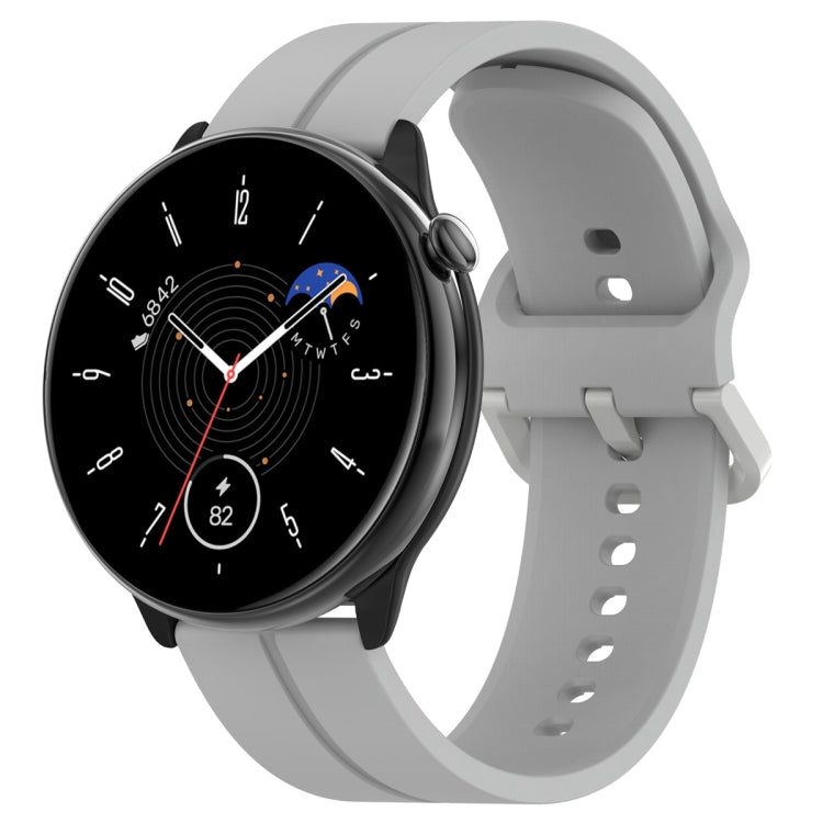 For Amazfit GTR Mini 20mm Flat Head Groove Reverse Buckle Silicone Watch Band(Light Grey) -  by PMC TechLife | Online Shopping South Africa | PMC TechLife