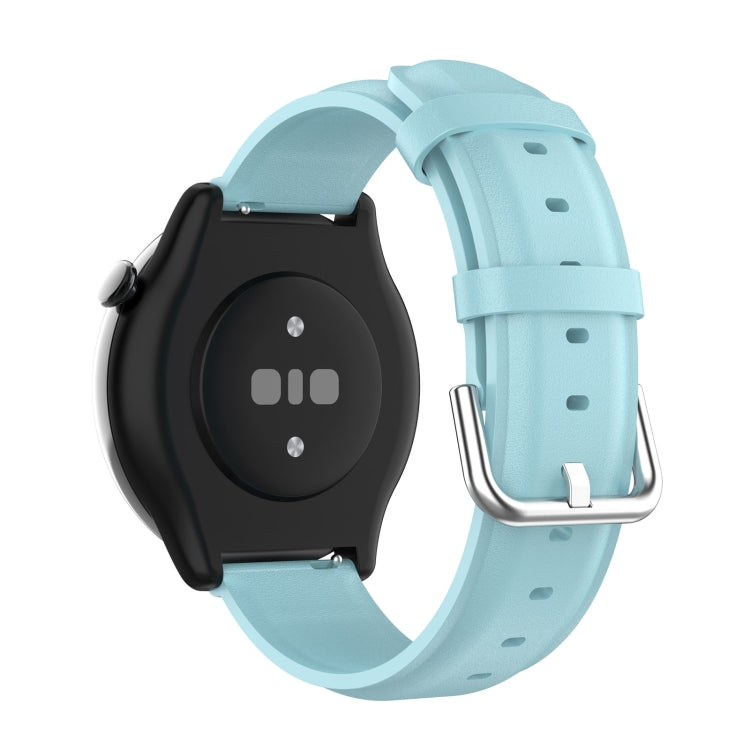 For Amazfit GTR Mini Round Tail Genuine Leather Watch Band(Light Blue) -  by PMC TechLife | Online Shopping South Africa | PMC TechLife