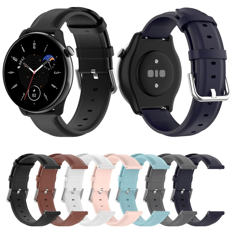 For Amazfit GTR Mini Round Tail Genuine Leather Watch Band(Black) -  by PMC TechLife | Online Shopping South Africa | PMC TechLife