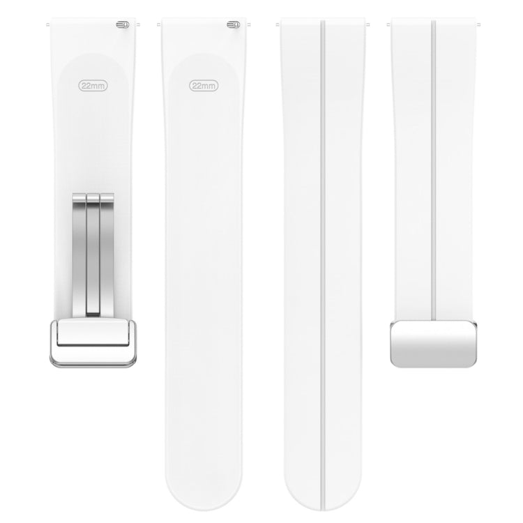 For Amazfit GTR 4 Magnetic Fold Clasp Silver Buckle Silicone Watch Band(White) -  by PMC TechLife | Online Shopping South Africa | PMC TechLife