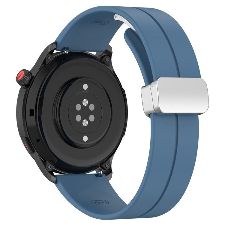 For Amazfit GTR 4 Magnetic Fold Clasp Silver Buckle Silicone Watch Band(Blue) -  by PMC TechLife | Online Shopping South Africa | PMC TechLife