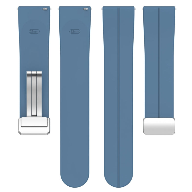 For Amazfit GTR 4 Magnetic Fold Clasp Silver Buckle Silicone Watch Band(Blue) -  by PMC TechLife | Online Shopping South Africa | PMC TechLife