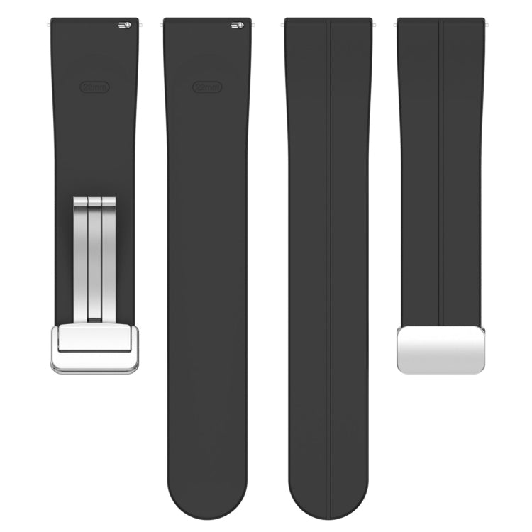 For Amazfit GTR 4 Magnetic Fold Clasp Silver Buckle Silicone Watch Band(Black) -  by PMC TechLife | Online Shopping South Africa | PMC TechLife
