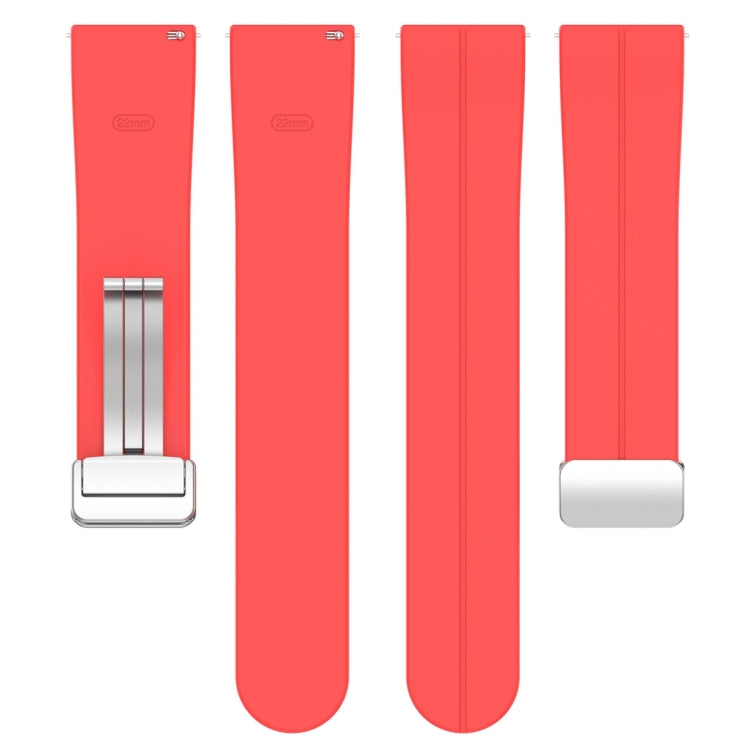 For Amazfit GTR 4 Magnetic Fold Clasp Silver Buckle Silicone Watch Band(Red) -  by PMC TechLife | Online Shopping South Africa | PMC TechLife
