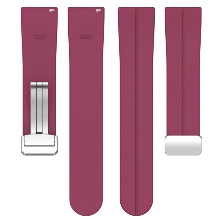 For Amazfit GTR 4 Magnetic Fold Clasp Silver Buckle Silicone Watch Band(Wine Red) -  by PMC TechLife | Online Shopping South Africa | PMC TechLife