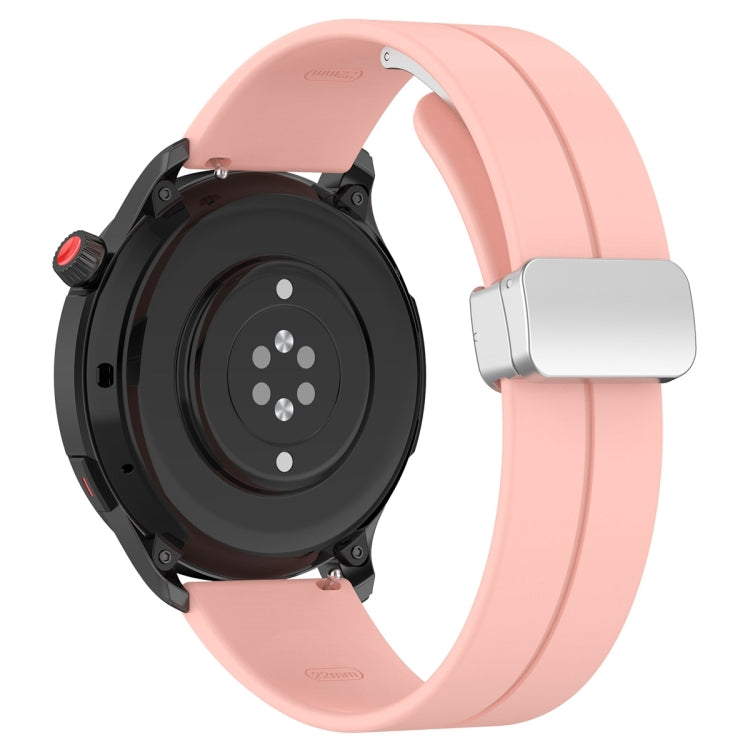 For Amazfit GTR 4 Magnetic Fold Clasp Silver Buckle Silicone Watch Band(Light Pink) -  by PMC TechLife | Online Shopping South Africa | PMC TechLife