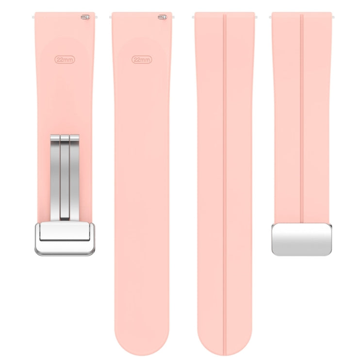 For Amazfit GTR 4 Magnetic Fold Clasp Silver Buckle Silicone Watch Band(Light Pink) -  by PMC TechLife | Online Shopping South Africa | PMC TechLife