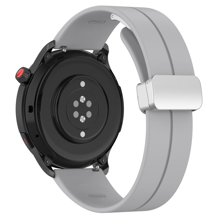 For Amazfit GTR 4 Magnetic Fold Clasp Silver Buckle Silicone Watch Band(Light Grey) -  by PMC TechLife | Online Shopping South Africa | PMC TechLife