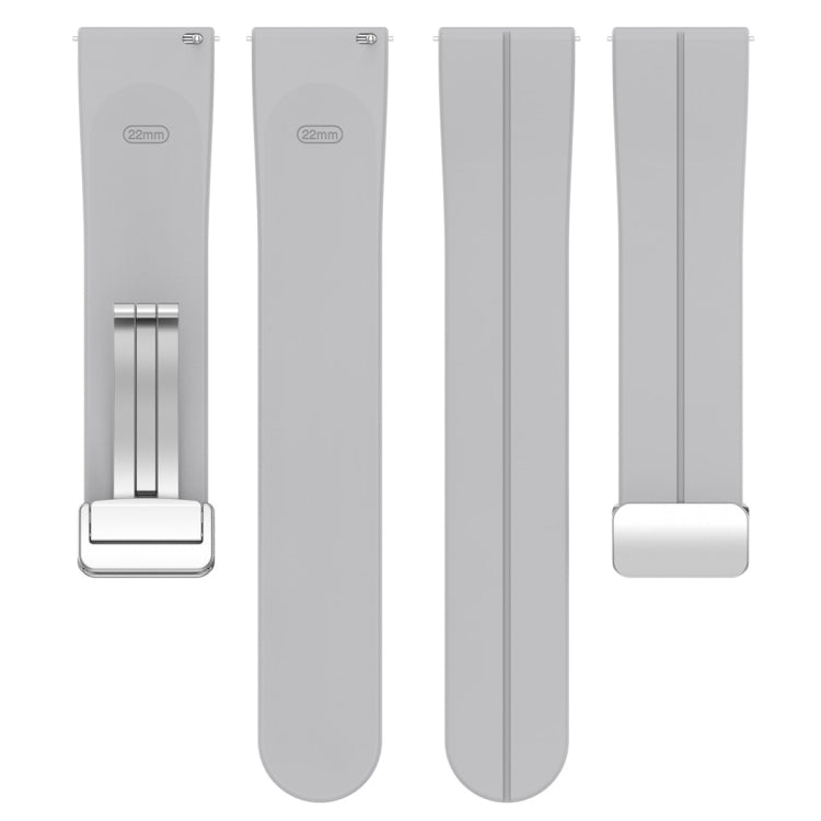 For Amazfit GTR 4 Magnetic Fold Clasp Silver Buckle Silicone Watch Band(Light Grey) -  by PMC TechLife | Online Shopping South Africa | PMC TechLife