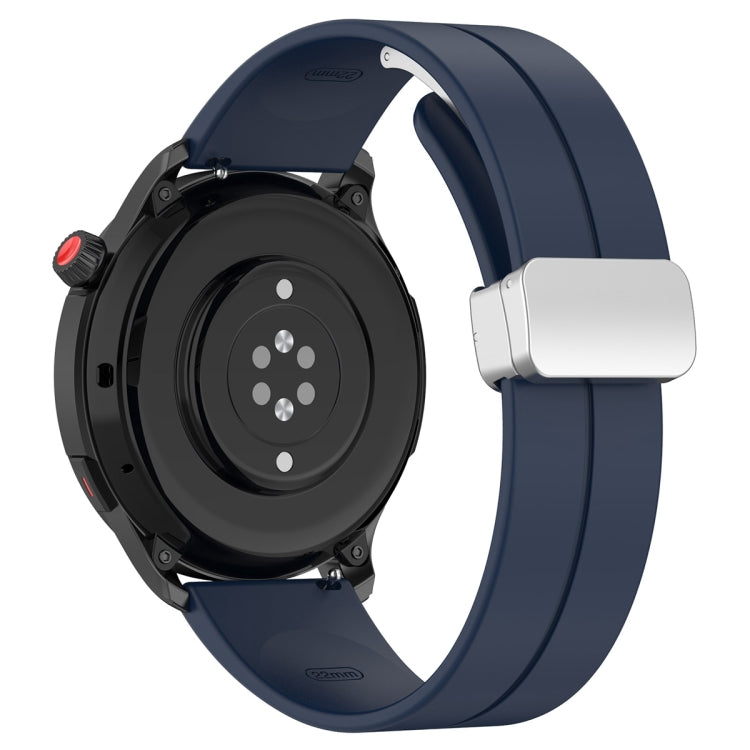 For Amazfit GTR 4 Magnetic Fold Clasp Silver Buckle Silicone Watch Band(Midnight Blue) -  by PMC TechLife | Online Shopping South Africa | PMC TechLife