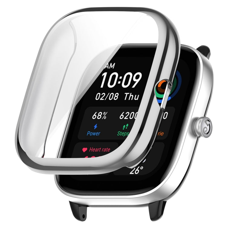 For Amazfit GTS4 Mini Full Coverage TPU Electroplating Watch Protective Case(Silver) -  by PMC TechLife | Online Shopping South Africa | PMC TechLife