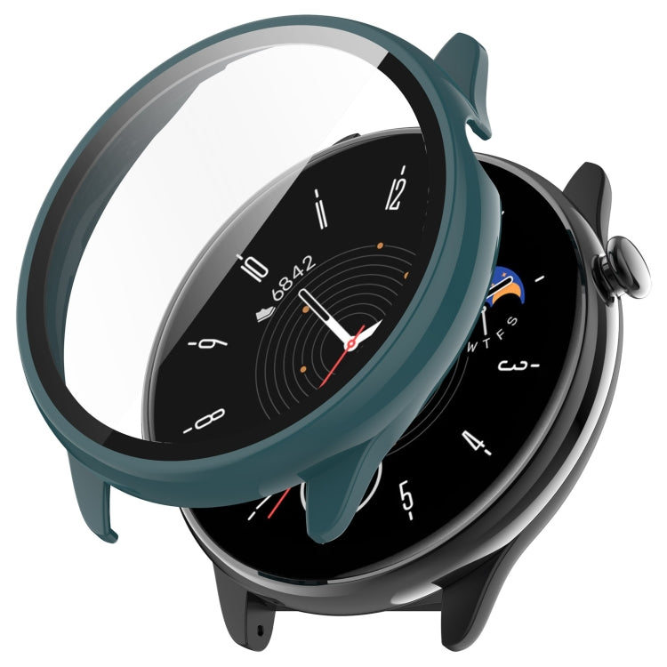 For Amazfit GTR Mini PC + Tempered Film Integrated Watch Protective Case(Pine Green) -  by PMC TechLife | Online Shopping South Africa | PMC TechLife