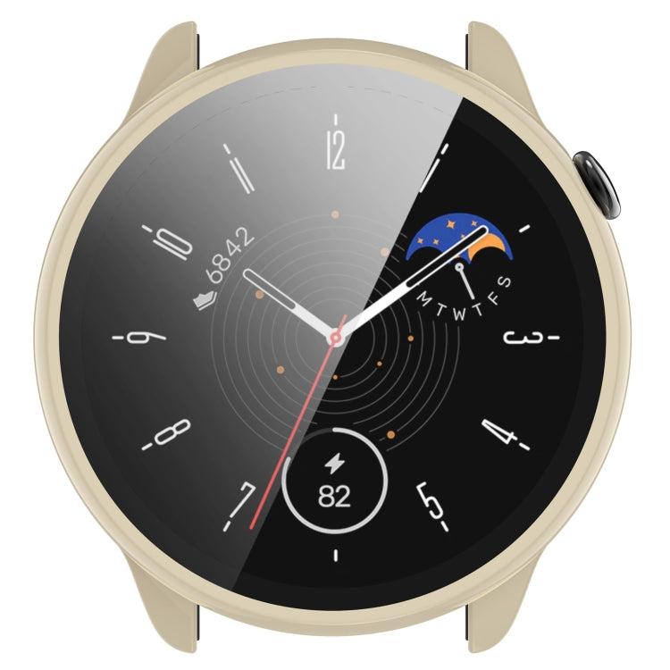 For Amazfit GTR Mini PC + Tempered Film Integrated Watch Protective Case(Ivory White) -  by PMC TechLife | Online Shopping South Africa | PMC TechLife