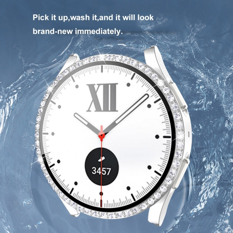 For Samsung Galaxy Watch5 44mm Single Row Diamond PC + Tempered Glass Watch Case(Red) -  by PMC TechLife | Online Shopping South Africa | PMC TechLife