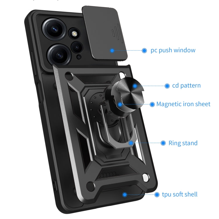 For Xiaomi Redmi Note 12 4G Global Sliding Camera Cover Design Phone Case(Dark Green) - free shipping - PMC TechLife - Order now!