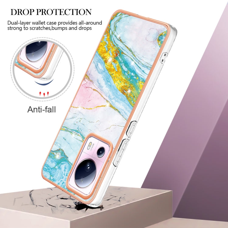 For Xiaomi 13 Lite 5G Electroplating Marble Dual-side IMD Phone Case(Green 004) - free shipping - PMC TechLife - Order now!