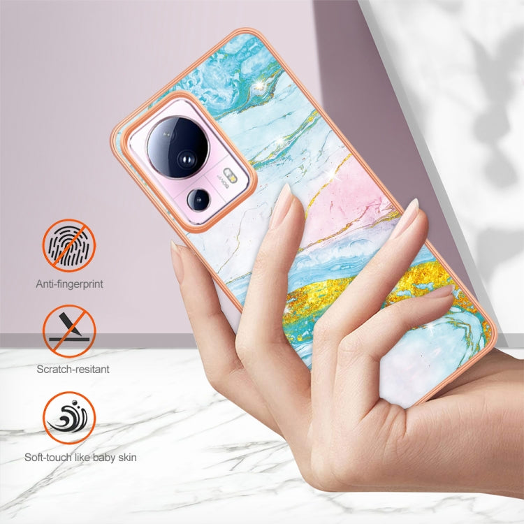 For Xiaomi 13 Lite 5G Electroplating Marble Dual-side IMD Phone Case(Green 004) - free shipping - PMC TechLife - Order now!