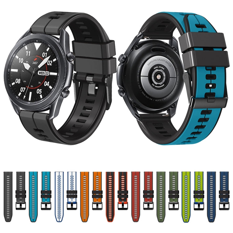 20mm Universal Vertical Line Two-Color Silicone Watch Band(Lime+Blue) - Smart Wear by PMC TechLife | Online Shopping South Africa | PMC TechLife