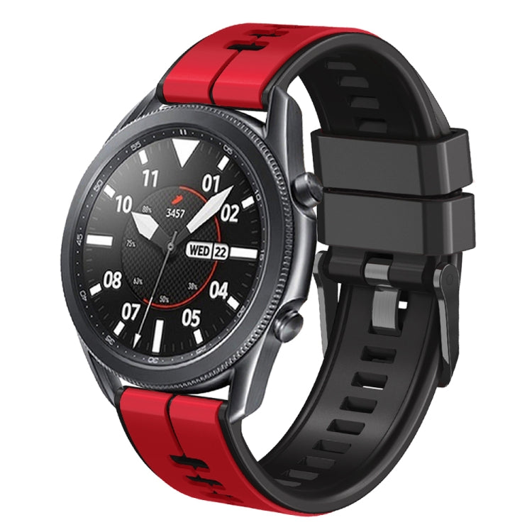 22mm Universal Vertical Line Two-Color Silicone Watch Band(Red+Black) - Smart Wear by PMC TechLife | Online Shopping South Africa | PMC TechLife