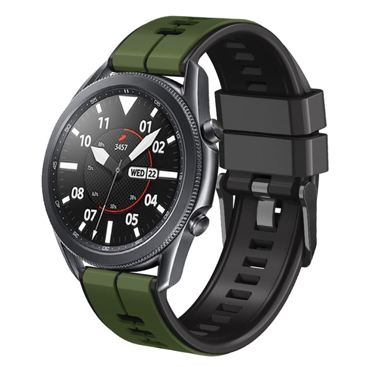 22mm Universal Vertical Line Two-Color Silicone Watch Band(Army Green+Black) - Smart Wear by PMC TechLife | Online Shopping South Africa | PMC TechLife