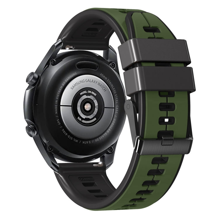 22mm Universal Vertical Line Two-Color Silicone Watch Band(Army Green+Black) - Smart Wear by PMC TechLife | Online Shopping South Africa | PMC TechLife