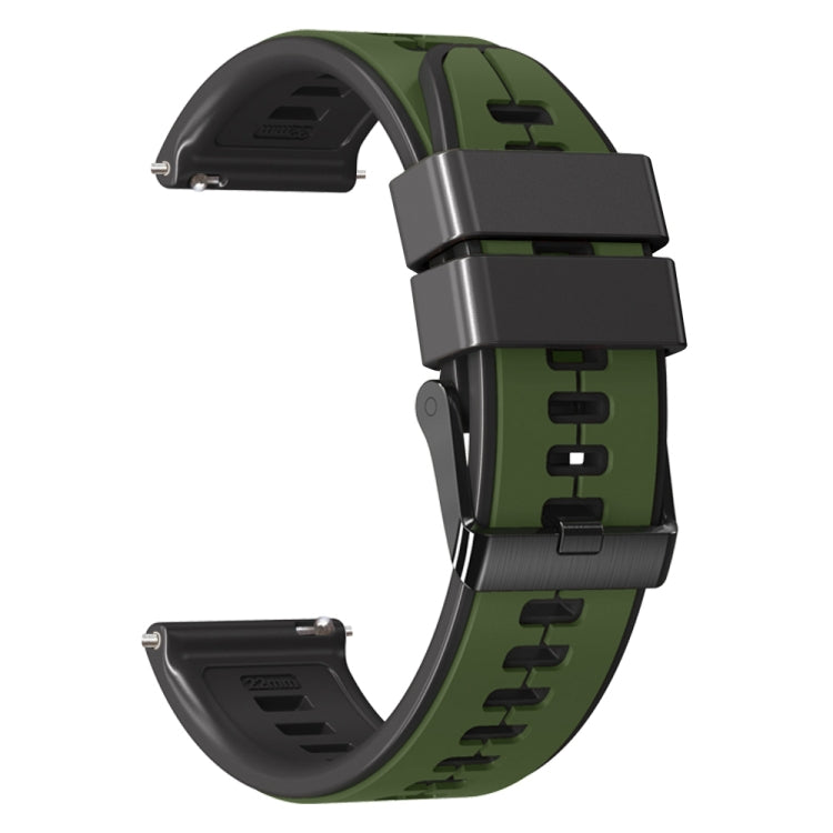 22mm Universal Vertical Line Two-Color Silicone Watch Band(Army Green+Black) - Smart Wear by PMC TechLife | Online Shopping South Africa | PMC TechLife