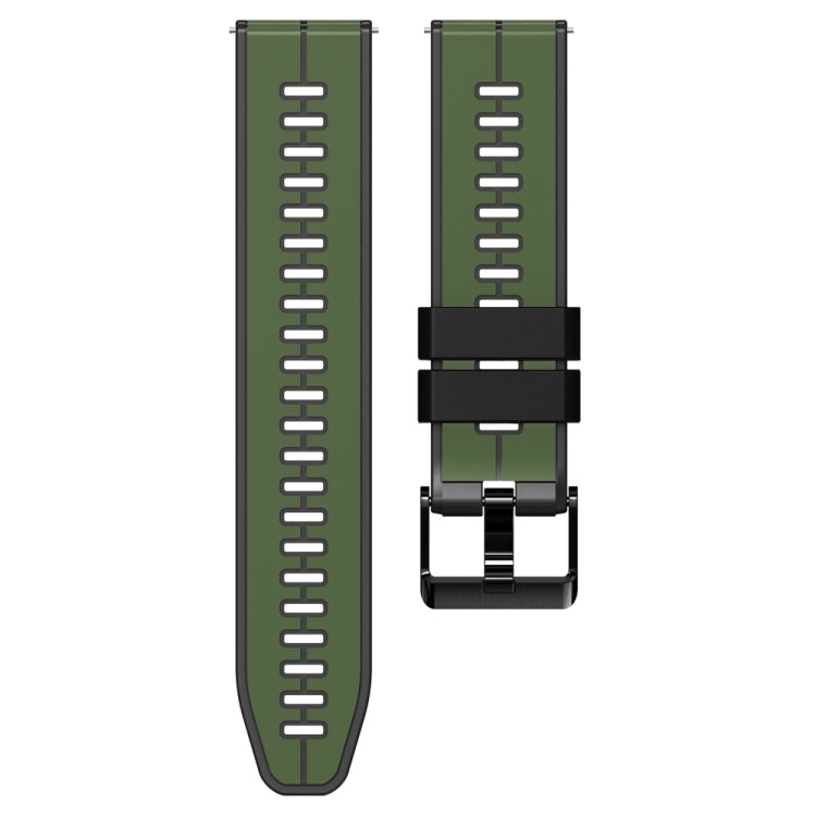 22mm Universal Vertical Line Two-Color Silicone Watch Band(Army Green+Black) - Smart Wear by PMC TechLife | Online Shopping South Africa | PMC TechLife