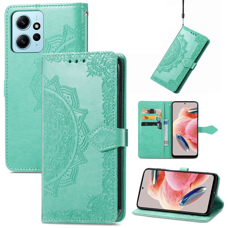 For Xiaomi Redmi Note 12 4G Global Mandala Flower Embossed Leather Phone Case(Green) - free shipping - PMC TechLife - Order now!