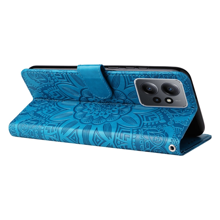 For Xiaomi Redmi Note 12 4G Global Embossed Sunflower Leather Phone Case(Blue) - free shipping - PMC TechLife - Order now!