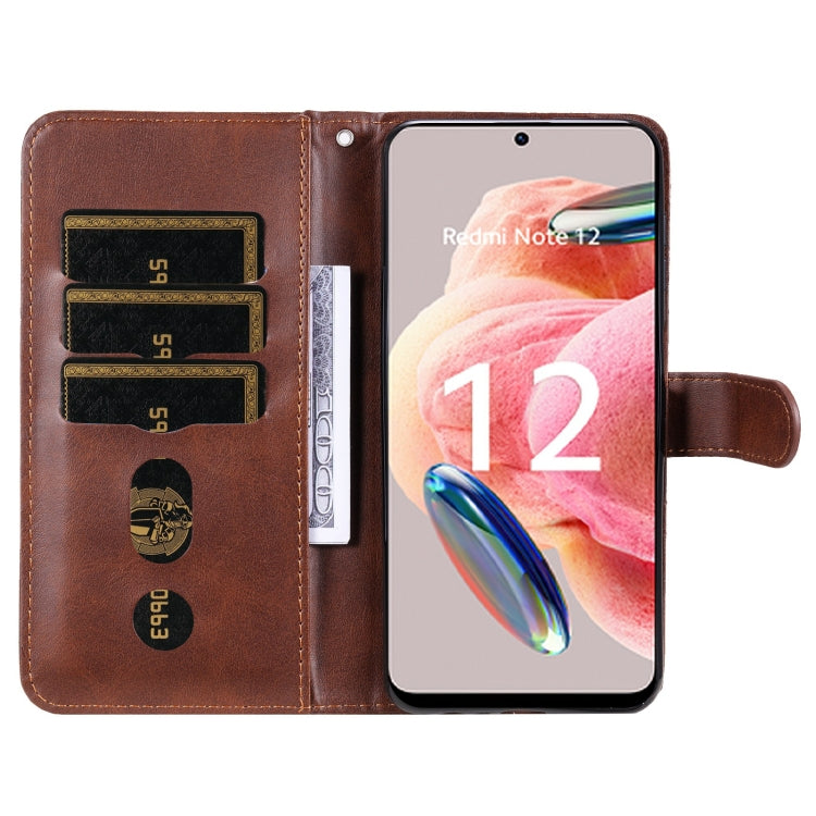 For Xiaomi Redmi Note 12 4G Global Calf Texture Zipper Leather Phone Case(Brown) - free shipping - PMC TechLife - Order now!