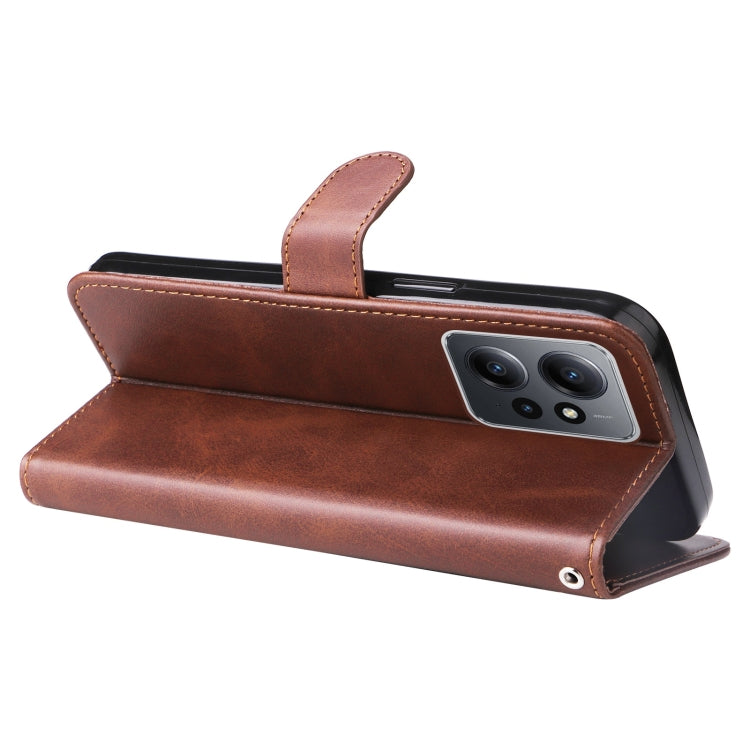 For Xiaomi Redmi Note 12 4G Global Calf Texture Zipper Leather Phone Case(Brown) - free shipping - PMC TechLife - Order now!