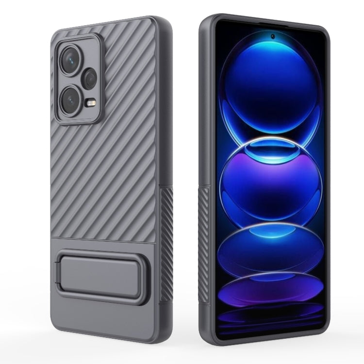 For Xiaomi Redmi Note 12 Pro+ Global Wavy Texture TPU Phone Case with Lens Film(Grey) - free shipping - PMC TechLife - Order now!