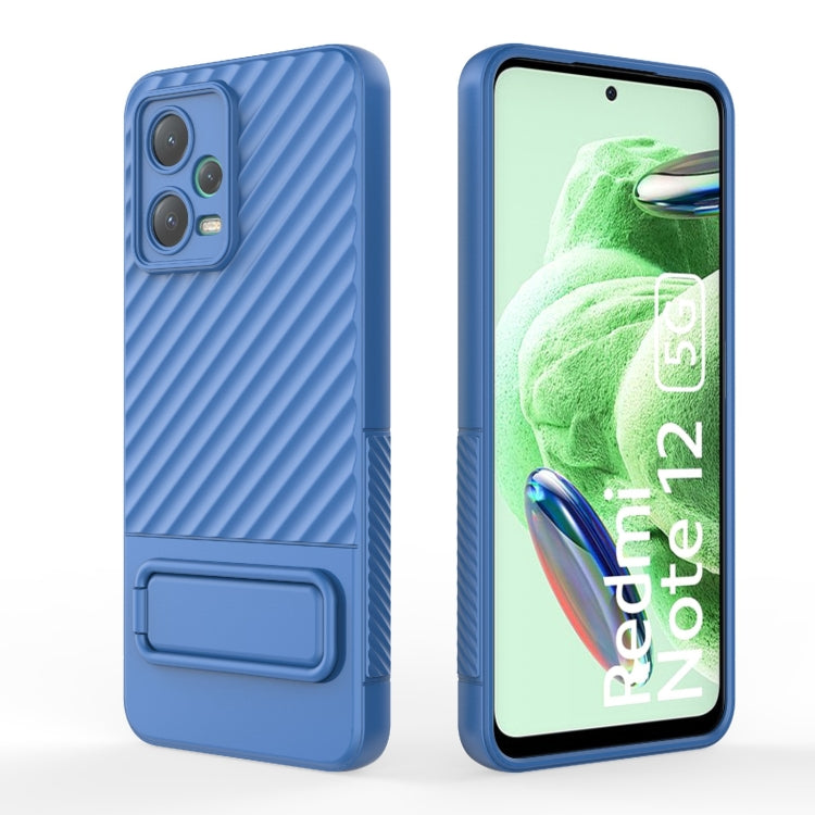 For Xiaomi Redmi Note 12 5G Global Wavy Texture TPU Phone Case with Lens Film(Blue) - free shipping - PMC TechLife - Order now!
