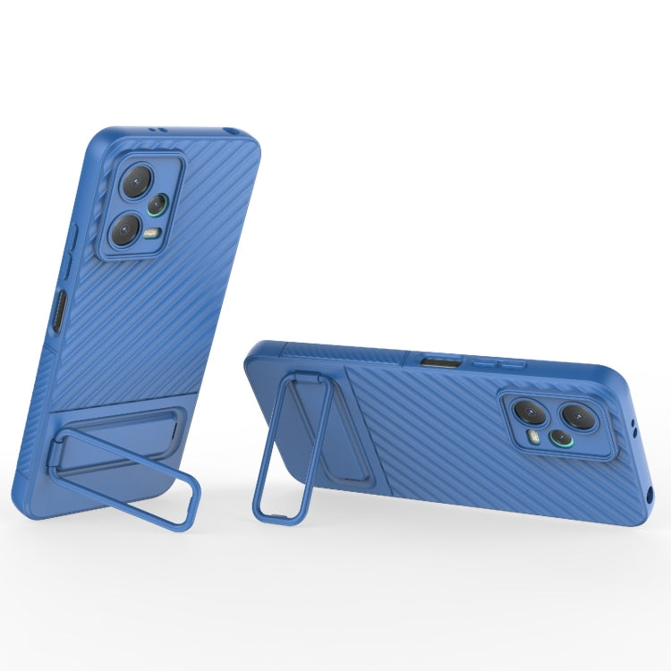 For Xiaomi Redmi Note 12 5G Global Wavy Texture TPU Phone Case with Lens Film(Blue) - free shipping - PMC TechLife - Order now!