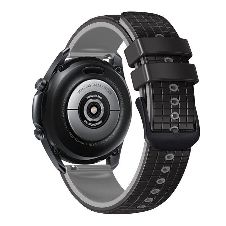 20mm Universal Mesh Two-Tone Silicone Watch Band(Black Gray) - Smart Wear by PMC TechLife | Online Shopping South Africa | PMC TechLife