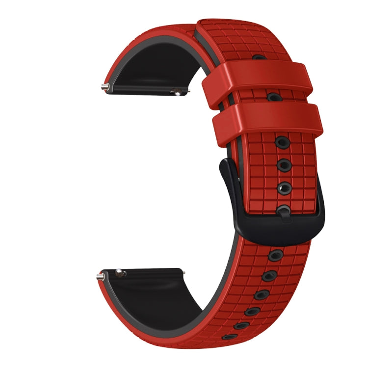 20mm Universal Mesh Two-Tone Silicone Watch Band(Red Black) - Smart Wear by PMC TechLife | Online Shopping South Africa | PMC TechLife