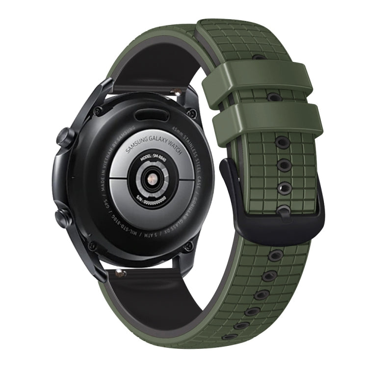 22mm Universal Mesh Two-Tone Silicone Watch Band(Army Green Black) - Smart Wear by PMC TechLife | Online Shopping South Africa | PMC TechLife