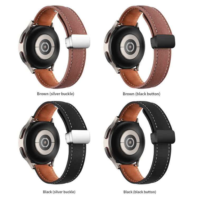 22mm Folding Buckle Plain Weave Genuine Leather Watch Band(Brown+Black) - Smart Wear by PMC TechLife | Online Shopping South Africa | PMC TechLife