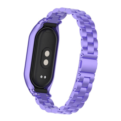 For Xiaomi Mi Band 8 Integrated Metal Case + Three-bead Watch Band(Hyun Purple) - Smart Wear by PMC Jewellery | Online Shopping South Africa | PMC Jewellery