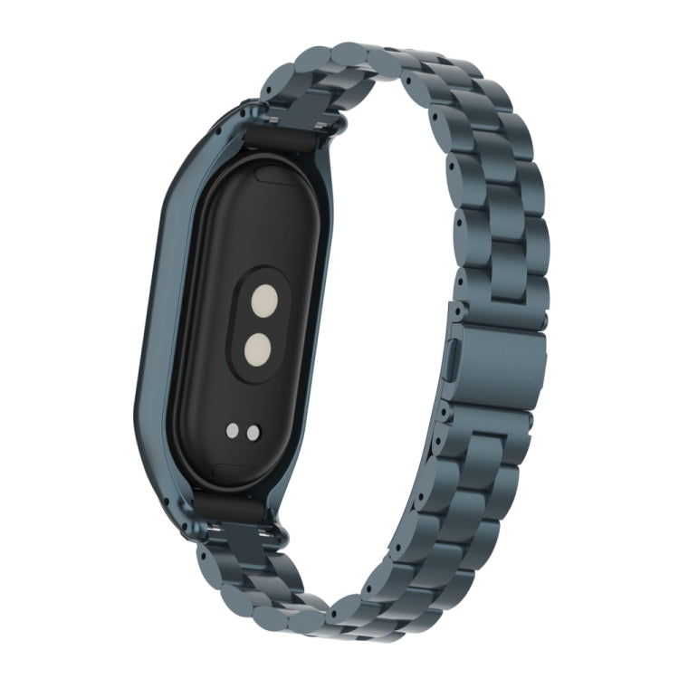 For Xiaomi Mi Band 8 Integrated Metal Case + Three-bead Watch Band(Titanium Gray) - Smart Wear by PMC TechLife | Online Shopping South Africa | PMC TechLife