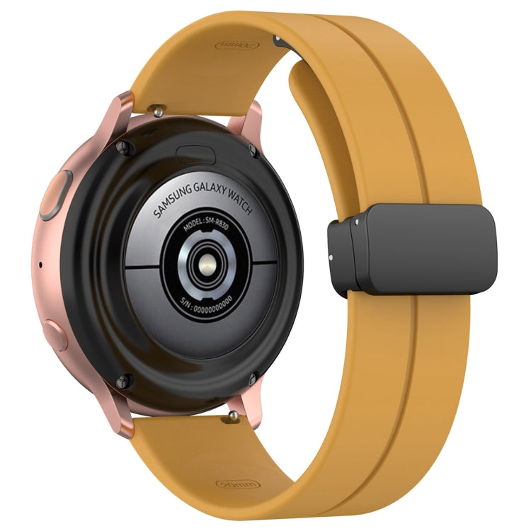 20mm Universal Flat Head Groove Folding Black Buckle Silicone Watch Band(Yellow) - Smart Wear by PMC TechLife | Online Shopping South Africa | PMC TechLife