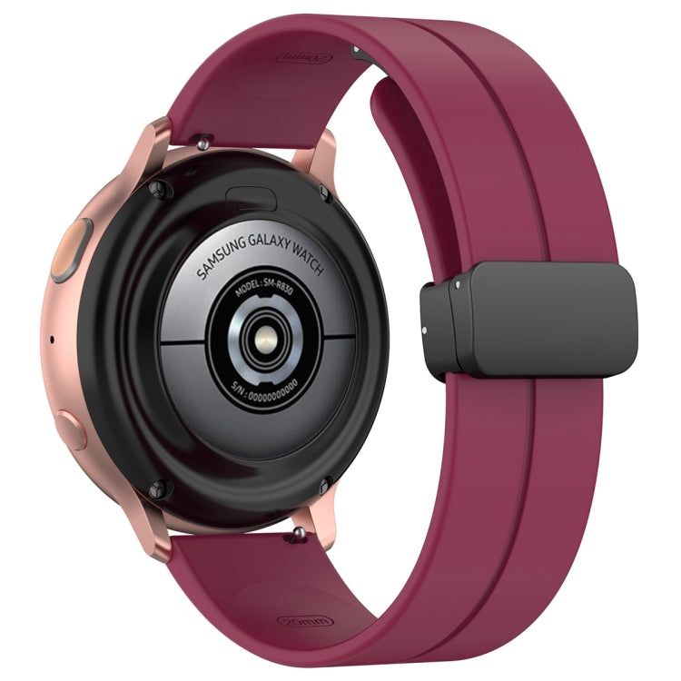 20mm Universal Flat Head Groove Folding Black Buckle Silicone Watch Band(Wine Red) - Smart Wear by PMC TechLife | Online Shopping South Africa | PMC TechLife