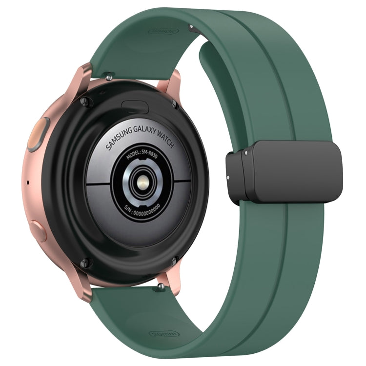 20mm Universal Flat Head Groove Folding Black Buckle Silicone Watch Band(Dark Green) - Smart Wear by PMC TechLife | Online Shopping South Africa | PMC TechLife