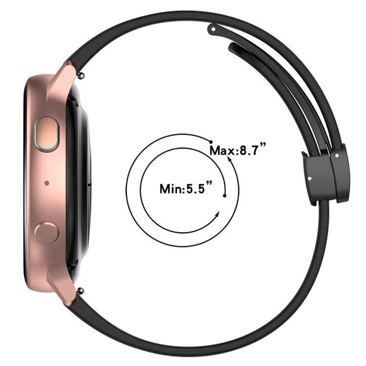 20mm Universal Flat Head Groove Folding Black Buckle Silicone Watch Band(Light Pink) - Smart Wear by PMC TechLife | Online Shopping South Africa | PMC TechLife